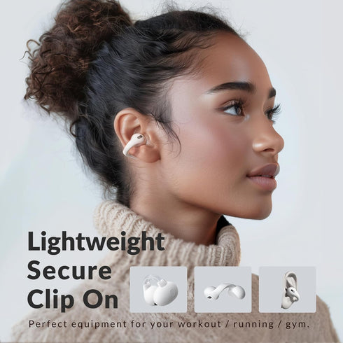 Q7 Wireless Open-Ear Headphones Bluetooth 5.3 Earbuds, Ultra Lightweight Clip On, 34H Playtime Earphones, USB-C Quick