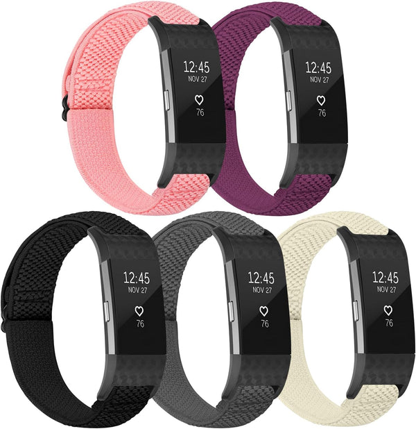 Elastic Bands for Fitbit Charge 2, Adjustable Stretchy Soft Nylon Solo Loop Replacement Strap for Women Men