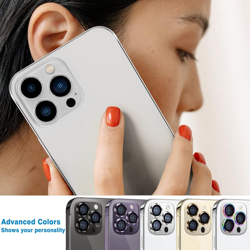iPhone 14 Pro/14 Pro Max Camera Lens Protector - 3 Pcs Black, 9H Tempered Glass, Anti-Scratch, Shockproof Metal Ring.