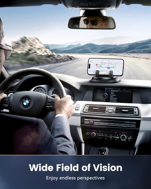Vpryhuan 360 Degree Rotation Dashboard Phone Holder for Car, Anti-Slip Grips & One-Hand Operation Car Cell Phone Mount