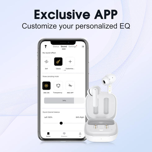QCY T13 ANC Active Noise Cancelling Wireless Earbuds, Bluetooth 5.3 Headphones with 30H Playtime Charging Case, IPX5