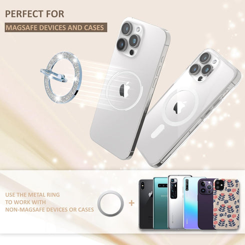 Magnetic Phone Grip for iPhone, Magnetic Phone Ring Holder for MagSafe, Compatible with iPhone MagSafe Wireless