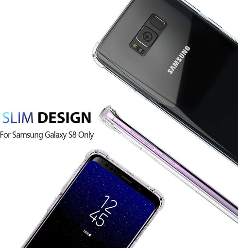 KIOMY Clear Case for Samsung Galaxy S8, Shockproof Bumper Protective Back Cover with Airbags Corners