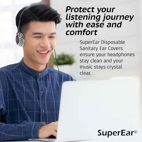Sonic Technology Disposable Sanitary Ear Covers for Headphones: 50 Pair (2.5") Woven Paper Caps