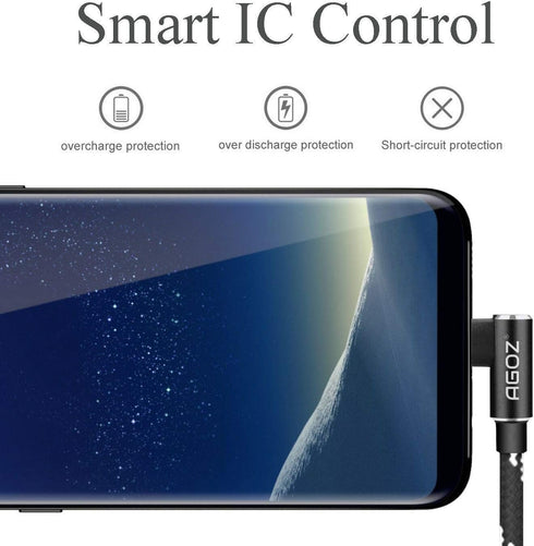 Agoz 4inch Short USB C Cable, Fast Charger 90 Degree Right Angle Cord Compatible with Samsung Galaxy S24 S23 S22 S21,