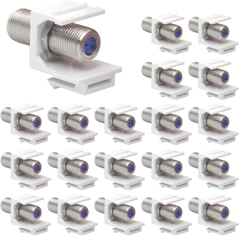 VCE Coax Keystone Jack Insert, 20-Pack 3GHz Coaxial Cable Connector, F-Type RG6 Female to Female for Wall Plate