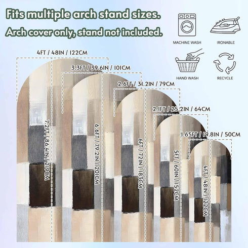 Jnbasdffb 7.2 Brown Beige Plaid Wedding Arch Cover, Stretchy Spandex Arch Backdrop Stand Covers FT, Abstract Oil