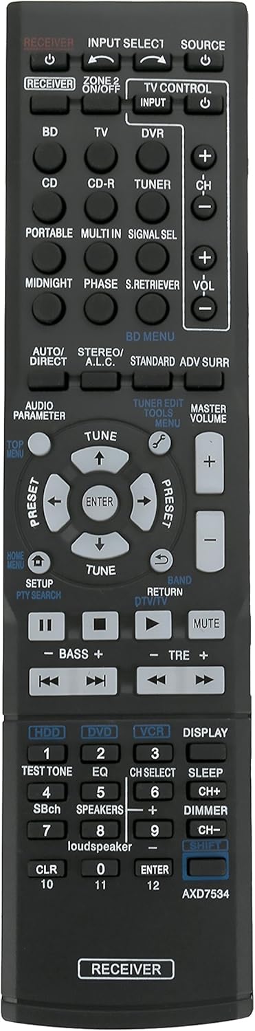 AXD7534 Replace Remote for Pioneer AV Receiver VSX-519V-k, VSX-519V-s, SX-319V, VSX-517-S, VSX-817-K, VSX-80TXV,