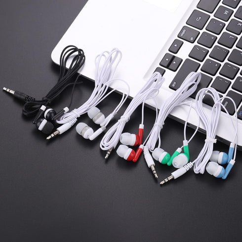 Kids Earbuds Headphones Bulk 100 Pack Class Set for School, Classroom Students, Wholesale Durable Earphones (100 Black)