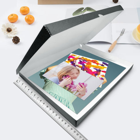 Lineco Folio Storage Box, 18.5x24.5x1.75 in Clamshell Design with Metal Edge, Archival Boxboard for Organizing Photos,