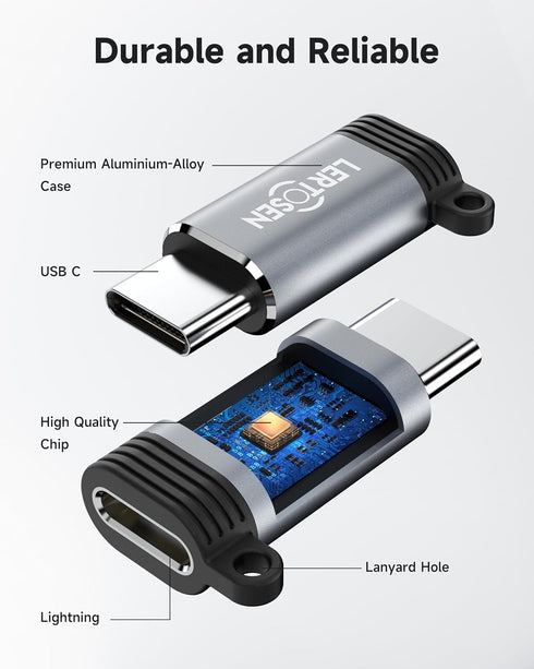 4 Pack Lightning to USB C Adapter for iPhone 15/16/16 Pro/16 Pro Max, Samsung S24, iPad Air, Fast Charging & Data