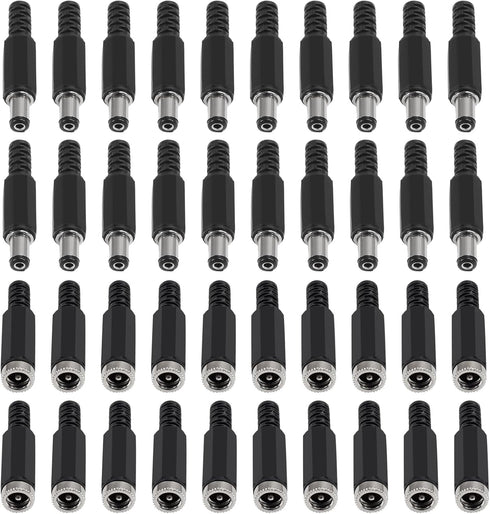 AITRIP 20 Pairs (40PCS) DC Socket 5.5mm x 2.1mm Female DC Barrel Jack Solder Connectors, Panel Mount Adapter
