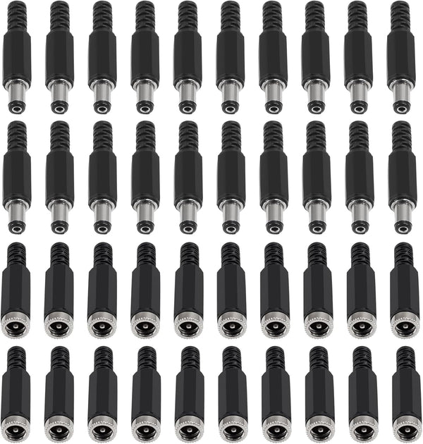 AITRIP 20 Pairs (40PCS) DC Socket 5.5mm x 2.1mm Female DC Barrel Jack Solder Connectors, Panel Mount Adapter