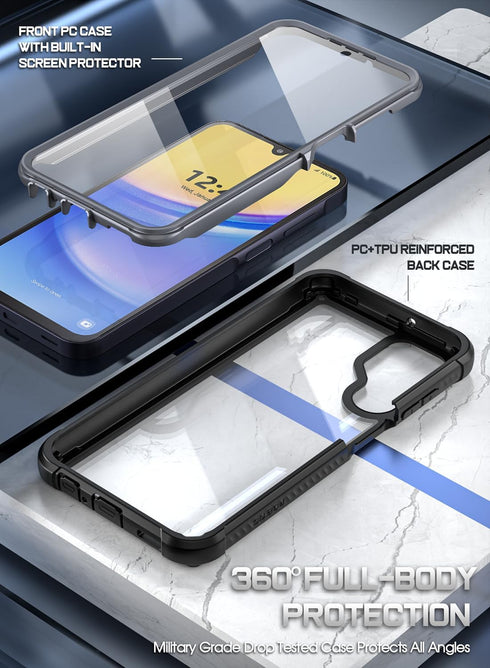 Shop Poetic Guardian Case for Samsung Galaxy A15 5G: Full-Body Hybrid, 20 FT Mil-Grade Drop Tested, Black/Clear.