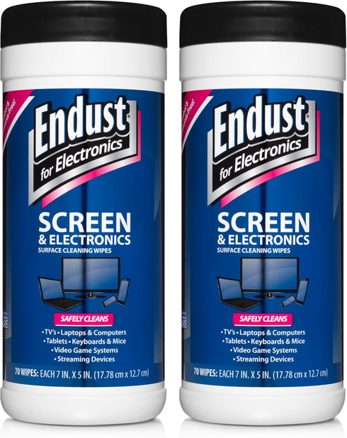 Endust For Electronics Cleaning Wipes, 140 Count (Pack of 2), Pre-Moistened, Alcohol & Ammonia Free