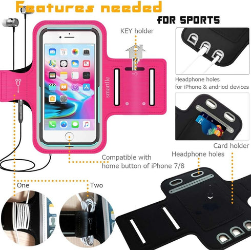Arm Phone Holder for Running, Armband Cellphone for iPhone 15 14 13 12 11 Pro Max/XR/8 7 6s Plus, Galaxy A/S/Note Up to