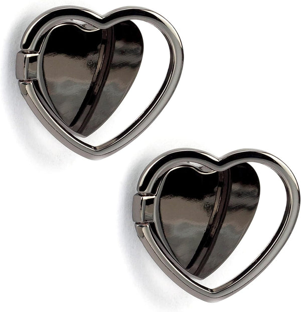 2 Packs Love Heart Shaped Cell Phone Ring Holder Stand, 360 Degree Rotation Finger Ring Kickstand with Polished Metal