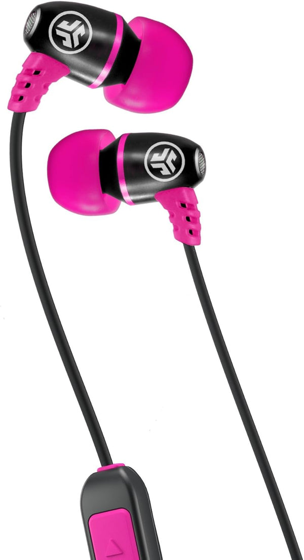 JLab Metal Wireless Rugged Earbuds - Black/Pink, Bluetooth 5.0, 6-Hour Battery, IP55 Sweat Proof, 8mm Drivers, Noise