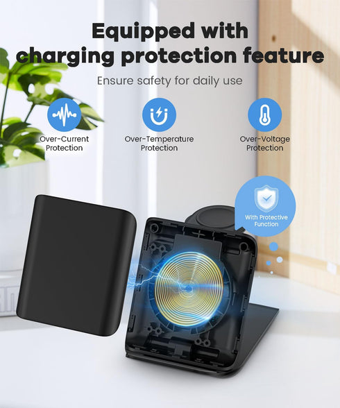 Fast Wireless Charger for Samsung - 2 in 1 Foldable Travel Charging Station, Compatible with Samsung Galaxy Z Flip