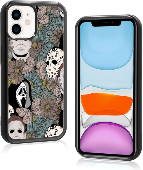 Horror Flowers iPhone 11 Case, TPU Shockproof Ghostface Design Phone Cover, Gift for Men Women