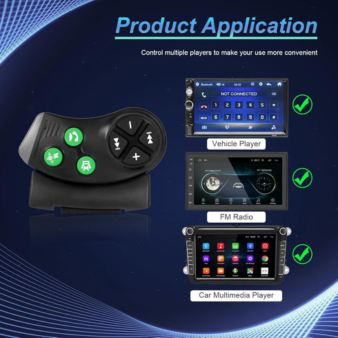 Hikity Universal Wireless Bluetooth Steering Wheel Controller for Car Stereo, Hands-Free Call/Music/Video, Easy