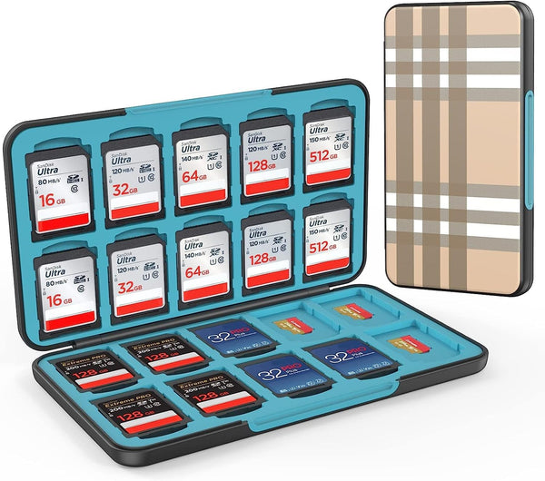 HEIYING SD Card Holder, Portable Storage for Memory SD and TF Cards, 20 Slots for SD and Micro SD Cards