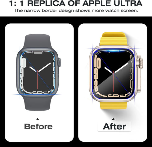 Tensea 2-in-1 Waterproof Apple Watch Screen Protector Case, SE 2nd Generation, iWatch Face Cover, 44mm