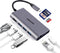 DEPZOL USB C Hub, Type C Adapter 8-in-1 Dock to HDMI 4K, Gigabit