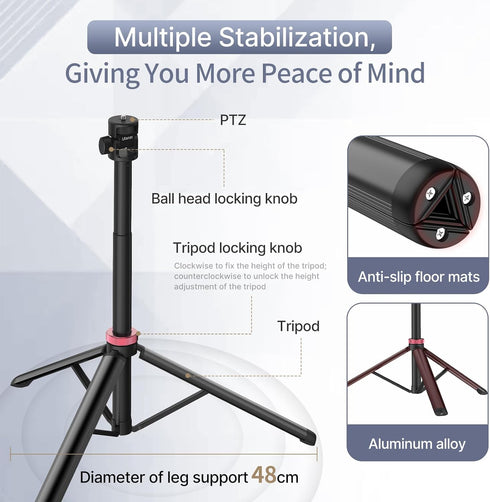 ULANZI MT-79 81" 1/4" 180 2.2lb Extendable Tripod Aluminum Portable Adjustable Light Stand w Screw, Rotation Camera