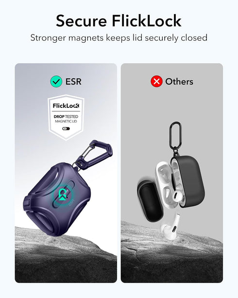 ESR for AirPods Pro Case (2023/2022/2019, 1st/2nd Gen), Cyber Series, Purple, Compatible with MagSafe