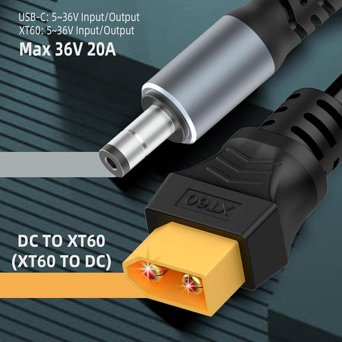 Magiclifee 3.3FT XT60 DC5521 XT60 5.5mm 2.1mm (1M) Male to Power Cable, to DC x Male Adapter Cord for FPV Goggles