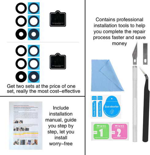 2PCS Galaxy A54 Back Rear Camera Lens Glass Replacement, ASDAWN for Samsung Galaxy A54 with Free Lens Film & Repair Tool