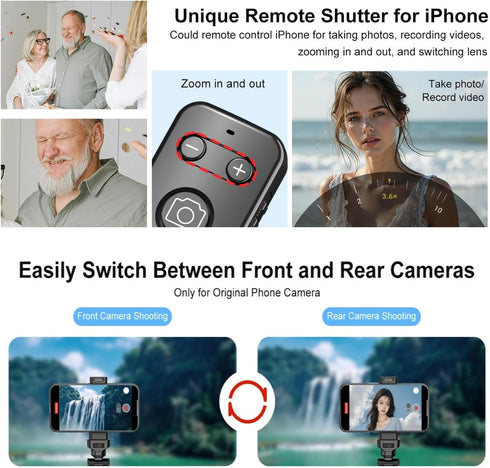 Newmowa 15 26) Phone Wireless Bluetooth Remote Control, Support Video Photo Shooting/Zooming/Lens Switching