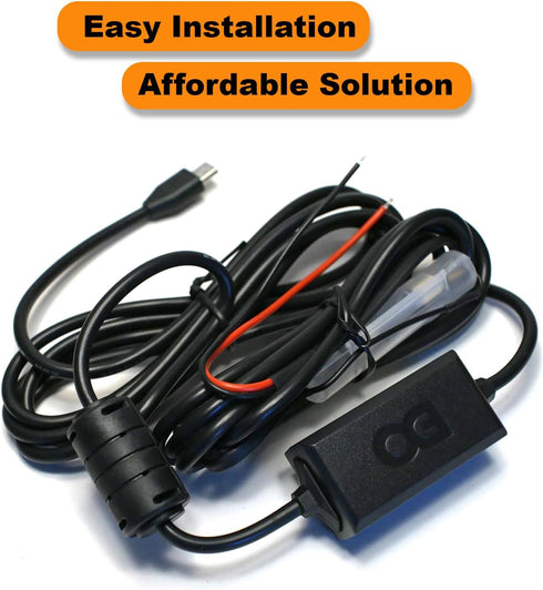 EDO Tech Ultra Compact Micro USB Direct Hardwire Car Power Cord Kit, 10 Ft for GPS Tracker, Bluetooth Speaker