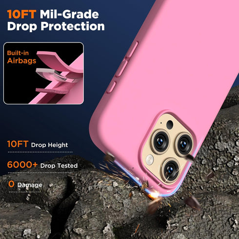 Compatible with iPhone 15 Pro Case, Slim Liquid Silicone with Soft Anti-Scratch Lining, Tender Pink