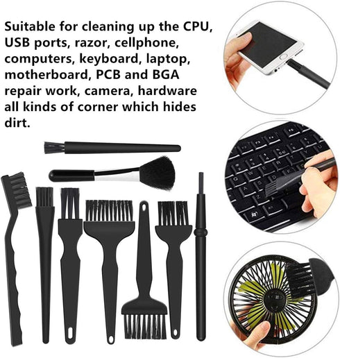 9 in 1 Anti Static Brushes Small Cleaning Kit, Multi-Purpose Nylon Brush for Keyboard, PC Motherboards, Camera, Phone,