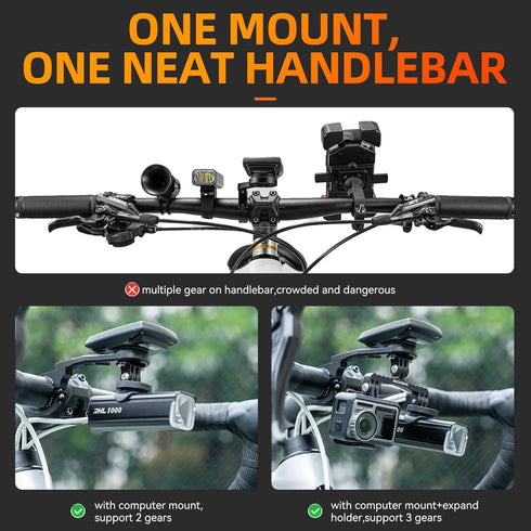 ROCKBROS Out Front Bike Mount, Cycling Computer Mount Compatible with Garmin, Bryton, GoPro