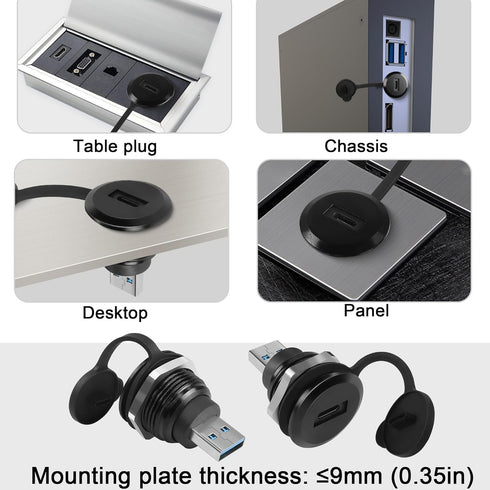 QIANRENON USB3.0 to USB C Threaded Fixing Adapter 5Gbps Male to Female Circular Connector for Data Transfer/Charging,
