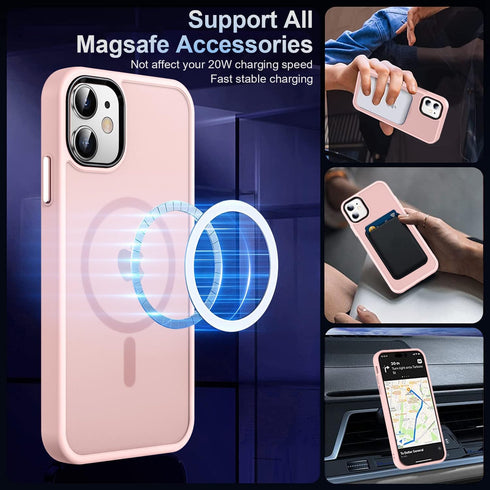 MOCCA Magnetic iPhone 12/12 Pro Case, Compatible with MagSafe, Slim Shockproof Translucent Protective Case