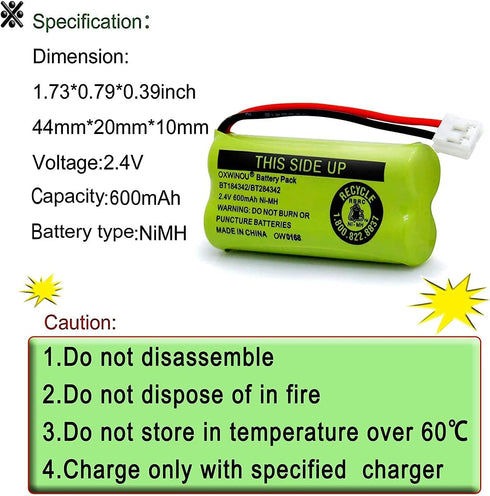 2.4v Replacement Battery Compatible with Phone CS6209 CS6219 DS6151, BT184342 BT284342 BT183348, 2-Pack