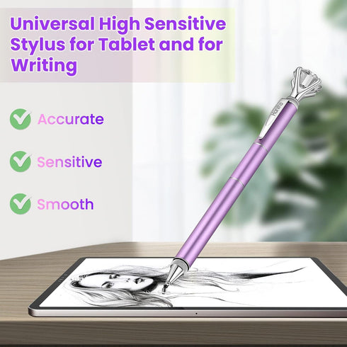 Stylus Pen, Big Diamond Multi-Tips for Touch Screens, Universal Capacitive Stylus for iPad, iPhone, Tablets - Purple