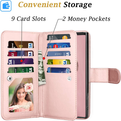 Takfox for Samsung Note 10 Plus Case Wallet, PU Leather with 9 ID Credit Card Holder Slots