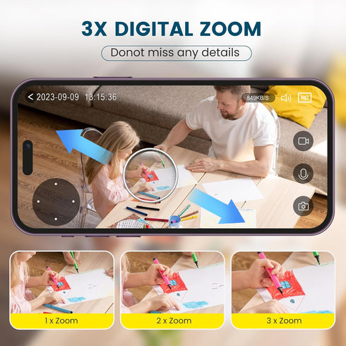 litokam 2K Indoor Security Camera with 360 Pan/Tilt, Motion Detection, Baby Monitor, Night Vision & 2-Way Audio