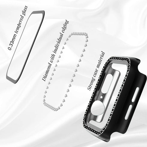 Recoppa Compatible Apple Watch Case with Screen Protector 45mm Series 7, Bling Crystal Rhinestone Bumper Case