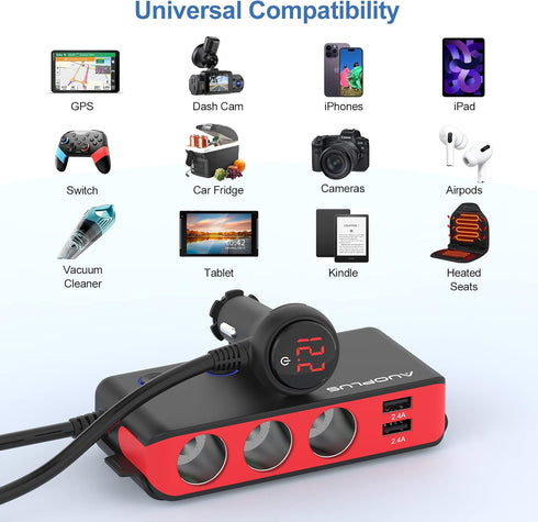 Car Cigarette Lighter Adapter, 30W USB C Charger with Quick Charge 3.0, Fast USB Charger for iPhone 14/13/12 Pro