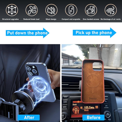 Phone Holder Compatible with Toyota Tundra 2017-2021, 2nd Gen Magnetic Air Vent Mount, 360° Rotation Dashboard Stand