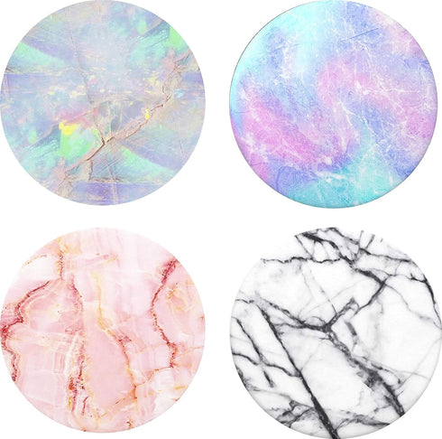 Multi-Function Cell Phone Stand, Rose Gold Pink White Marble Expanding Stand Grip for Smartphones (4 Pack)