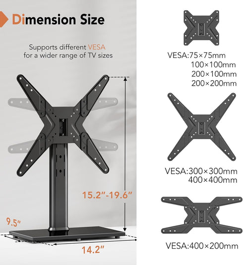 Hemudu 21 50 inch 90 4 99lbs, HT02B-002 Universal Swivel TV Stand/Base Table Top TV Stand for to TVs with Degree