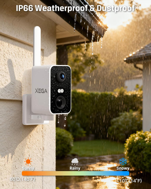 Xega 4G 10000mAh 180, 2K 2-Way IP66, Cellular Security Camera: Battery, No WiFi Need, Pan Motion Detection, Color Night