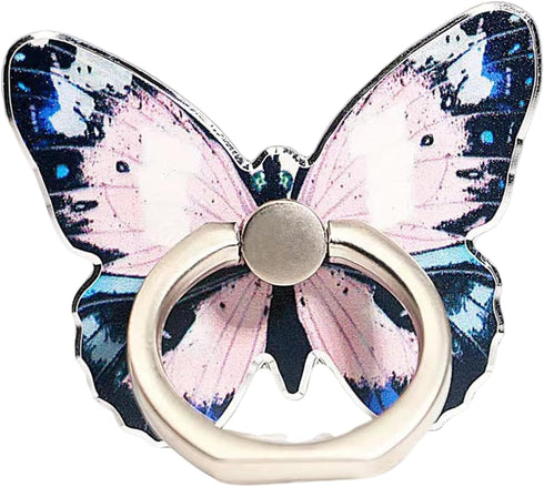 Butterfly Cell Phone Ring Stand Holder, Cute Butterfly Pattern Painted Metal Finger Stand Kickstand with Knob Loop